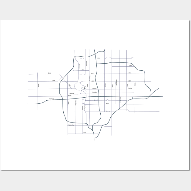 Street map of Wichita Kansas Wall Art by Tamie